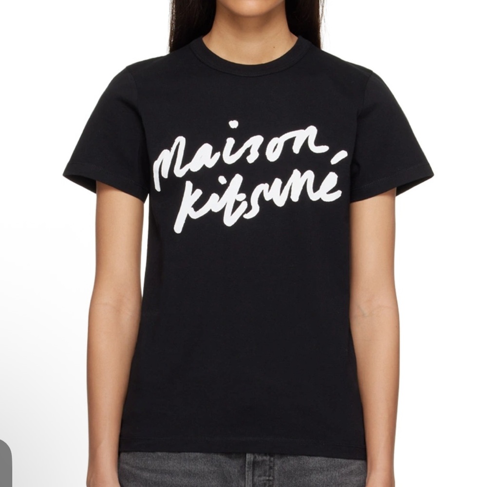 Maison Kitsuné Black Handwriting Women T-Shirt XLarge